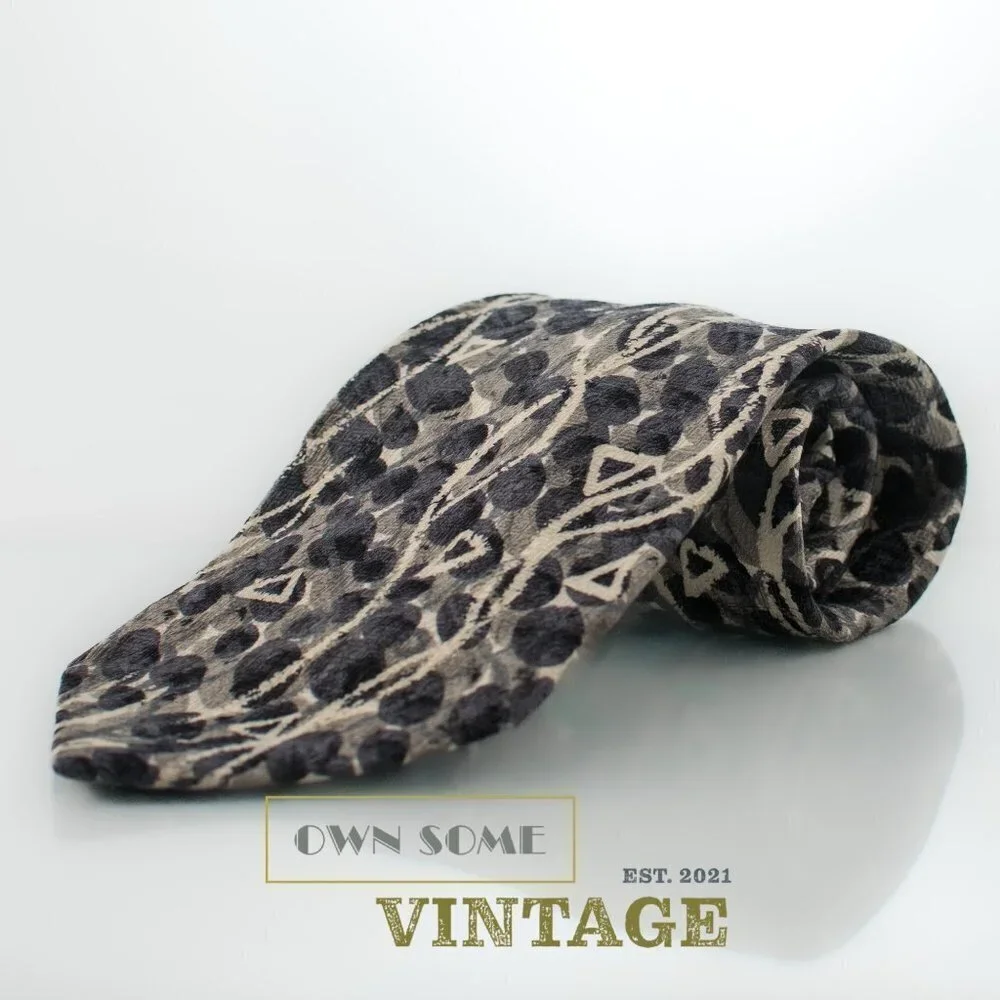 VINTAGE Silk Black Tie - Abstract Design | Karl Lagerfeld